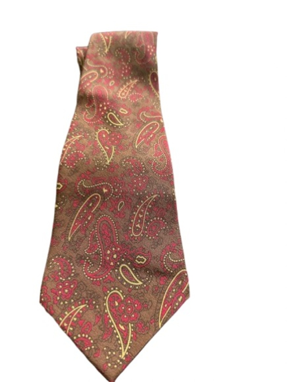 Vintage Polo Ralph Lauren Silk Tie Paisley Brown Burgundy Handmade USA